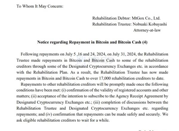 70% кредиторов Mt. Gox получили монеты, остальные выплаты отложены