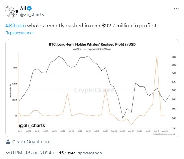 
Нейросеть выполнила прогноз по цене биткоина на 31 августа                